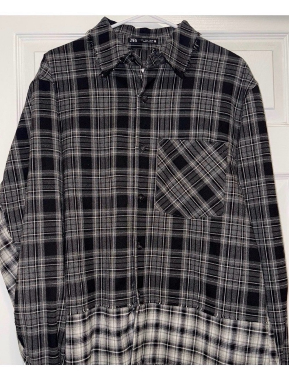 Zara Black & Gray Plaid Lightweight Shirt Jacket